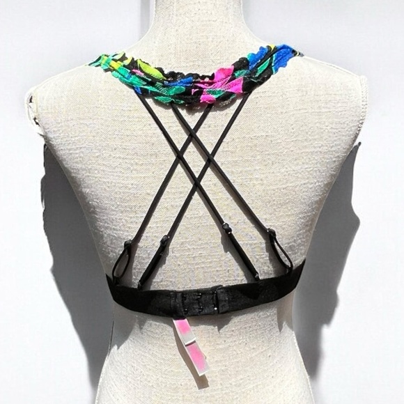 🌻Victoria's Secret PINK Colorful Floral Strappy Bralette / Sports Bra Size M - Picture 4 of 10